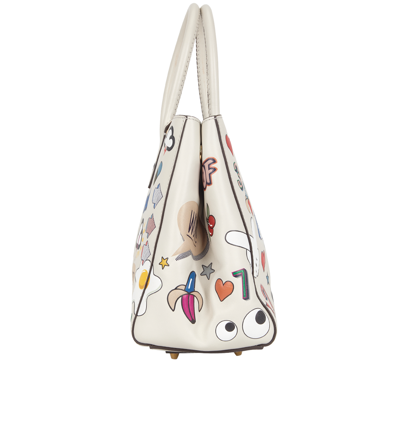 Ebury Maxi Ii Allover Wink Stickers Tote, &pound;250, Handbags, White, Leather, Bottom view